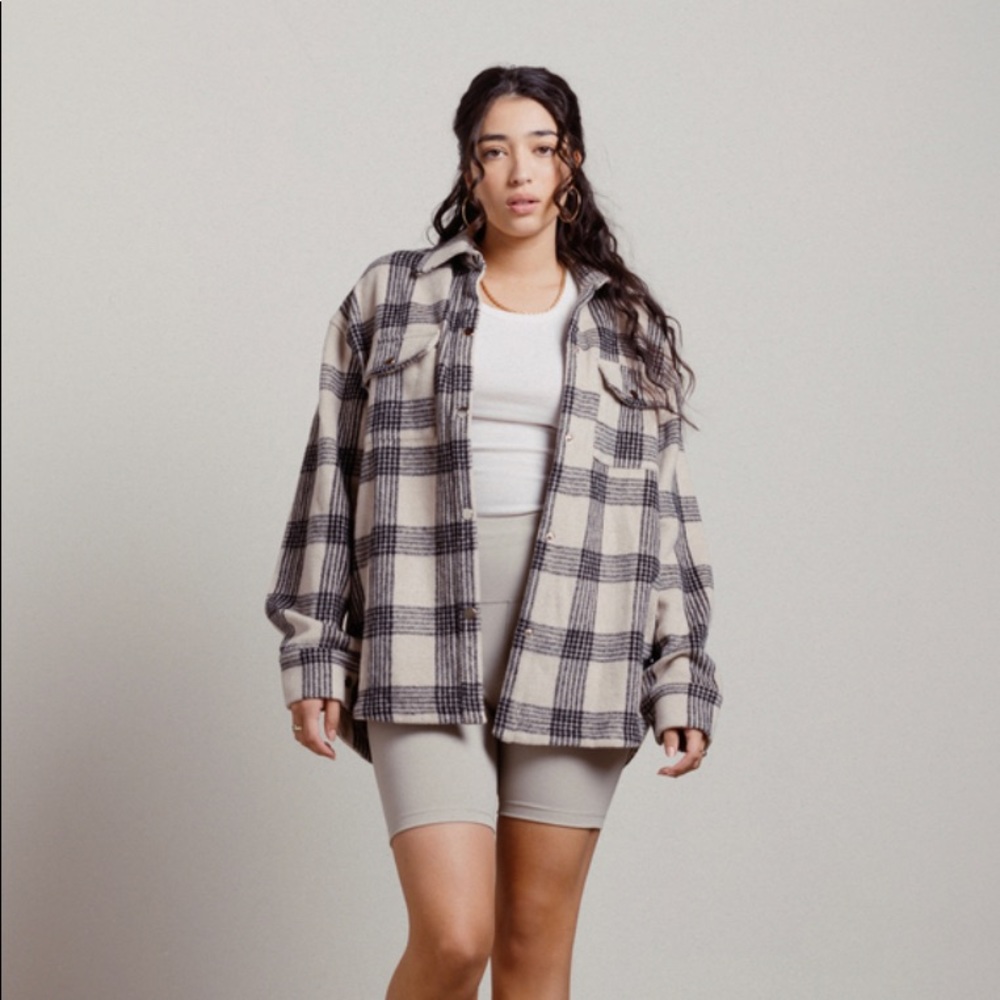 CHIBI PLAID FLANNEL POCKET BUTTON UP IN TAN